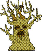 cartoon doodle spooky tree png