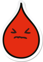 sticker of a quirky hand drawn cartoon emotional blood drop png