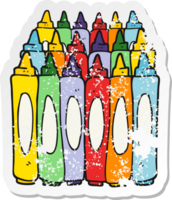 retro distressed sticker of a cartoon crayons png