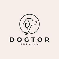 DOG DOCTOR STETHOSCOPE PET CIRCLE LOGO ICON ILLUSTRATION vector