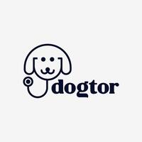 perro médico estetoscopio mascota logo icono ilustración vector