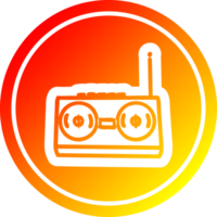 Radio Kassette Spieler kreisförmig Symbol mit warm Gradient Fertig png