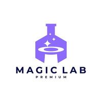 MAGIC LAB HAT SPARK SCIENCE LABORATORY LOGO ICON ILLUSTRATION vector