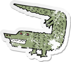 retro distressed sticker of a cartoon crocodile png