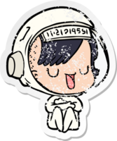 bedrövad klistermärke av en tecknad astronautkvinna png