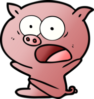 schockiertes Cartoon-Schwein, das sich hinsetzt png