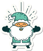 sticker of a tattoo style happy santa claus christmas character png