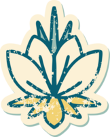 ikoniska bedrövad klistermärke tatuering stil bild av en vatten lilja png