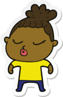 sticker of a cartoon calm woman png