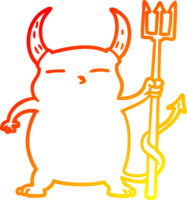 warm gradient line drawing of a cartoon little devil png