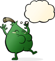 a nice pear cartoon with thought bubble png