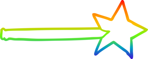 rainbow gradient line drawing of a magic star wand png