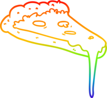 rainbow gradient line drawing of a cartoon slice of pizza png