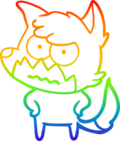 regenboog helling lijn tekening van een tekenfilm geërgerd vos png