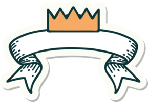 tattoo style sticker with banner of a crown png