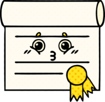 comico libro stile cartone animato di un' certificato png