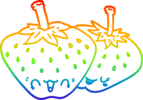 rainbow gradient line drawing of a cartoon strawberries png