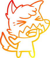 warm gradient line drawing of a angry cartoon fox png