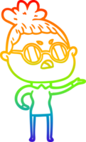 rainbow gradient line drawing of a cartoon annoyed woman png