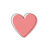 Valentines love line with line art drawing of simple heart sign. vector