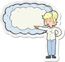 sticker of a cartoon woman with text space cloud png