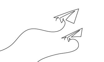 Paper plane continuous line drawing icon. illustration vector