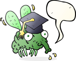 hand drawn speech bubble cartoon fly graduate png