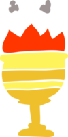 doodle de desenho animado taça dourada flamejante png