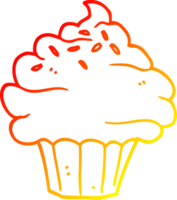warm gradient line drawing of a cartoon cupcake png