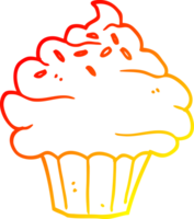 caldo pendenza linea disegno di un' cartone animato Cupcake png