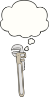 cartoon adjustable wrench with thought bubble png