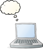 hand- getrokken gedachte bubbel tekenfilm laptop computer png