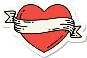 sticker of tattoo in traditional style of a heart and banner png