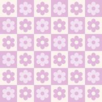 Y2K background, retro abstract flowers on chessboard. Aesthetics of the 90s, style of the 2000s vector