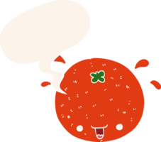 dessin animé Orange avec discours bulle dans rétro style png