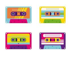 Aesthetics of the 90s, retro cassettes for a tape recorder. 2000s Elements . Modern flat style vector