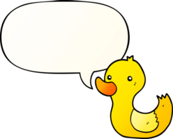 cartoon duck with speech bubble in smooth gradient style png