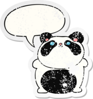 cartoon panda with speech bubble distressed distressed old sticker png