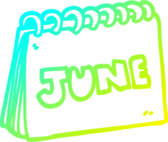 cold gradient line drawing of a cartoon calendar showing month of june png