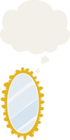 cartoon mirror with thought bubble in retro style png