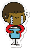 sticker of a cartoon man crying png