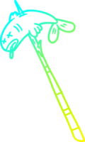cold gradient line drawing of a cartoon fish speared png