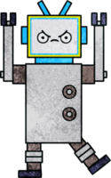 rétro grunge texture dessin animé de une robot png