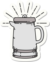 sticker of a tattoo style coffee pot png
