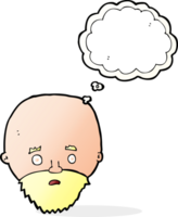 cartoon shocked man with beard with thought bubble png