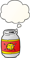 cartoon soda can with thought bubble in smooth gradient style png