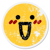 crazy happy face circular sticker png