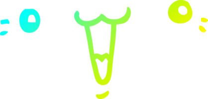 cold gradient line drawing of a cute cartoon face png