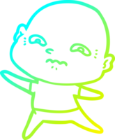 cold gradient line drawing of a cartoon nervous man png