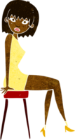 cartoon woman sitting on stool png